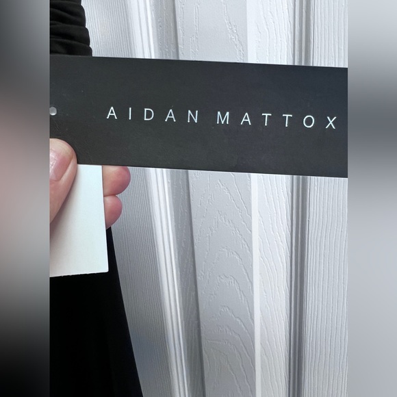 Aidan Mattox Long Halter Jersey Dress.  Black size 6 NWT RHINESTONE ACCENT - Picture 7 of 14